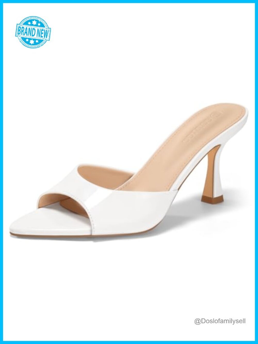 Pointed Open Toe Kitten Heel Mules - Slip On High Heel Sandals for Dressy